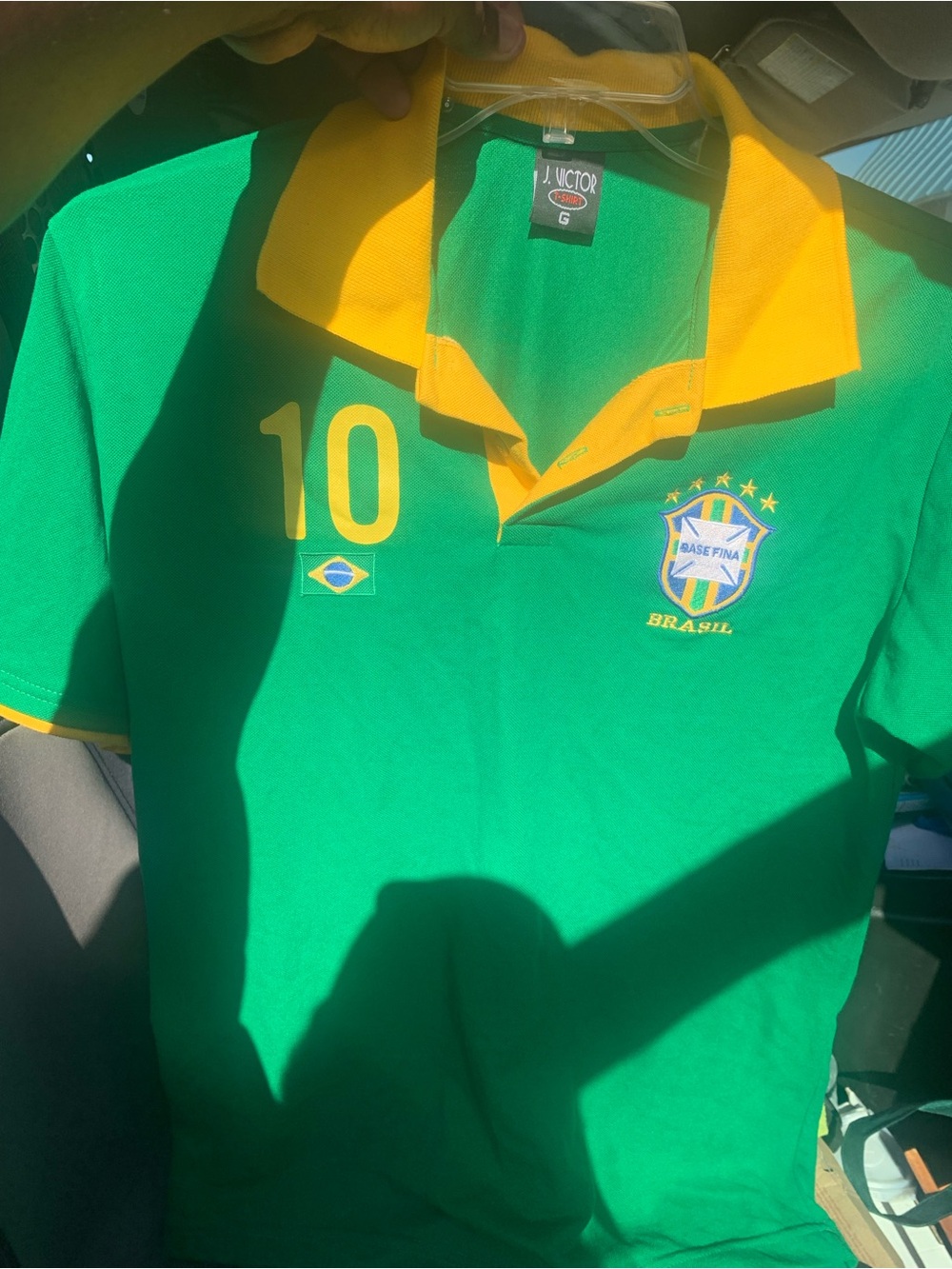 Brazil Green & Yellow Kids Soccer Polo Shirt - Number 10